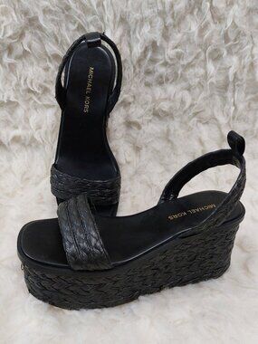 MICHAEL Michael Kors Sandra Straw Platform Sandal Size 7M
